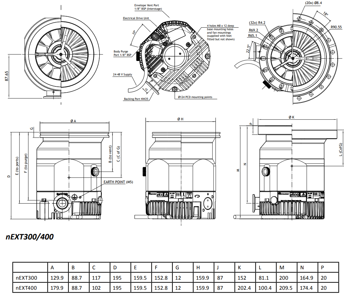 Edwards nEXT400Dhq next 400dhq next-400dhq Dimensions, b83200301